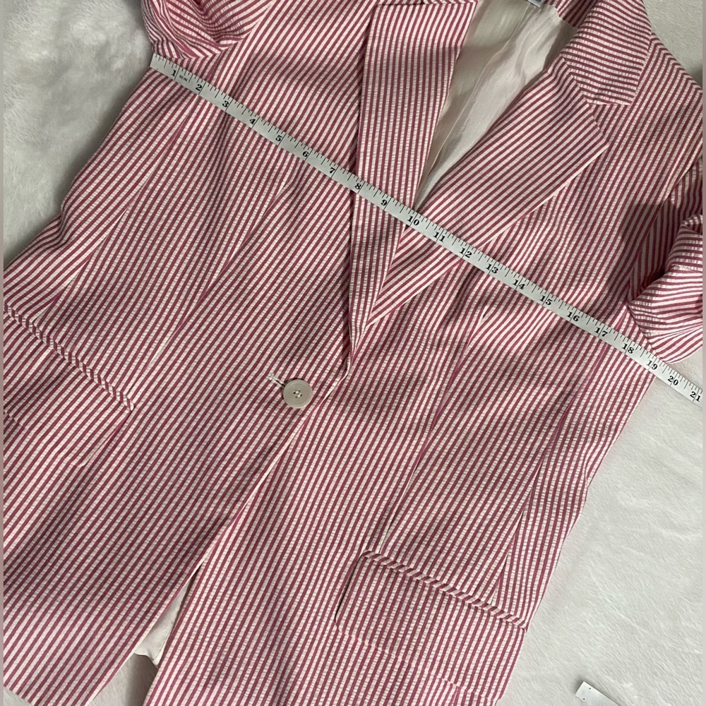Talbot Pink and White Pi Striped Blazer 90s Boyfriend style Blazer - Picture 6 of 8